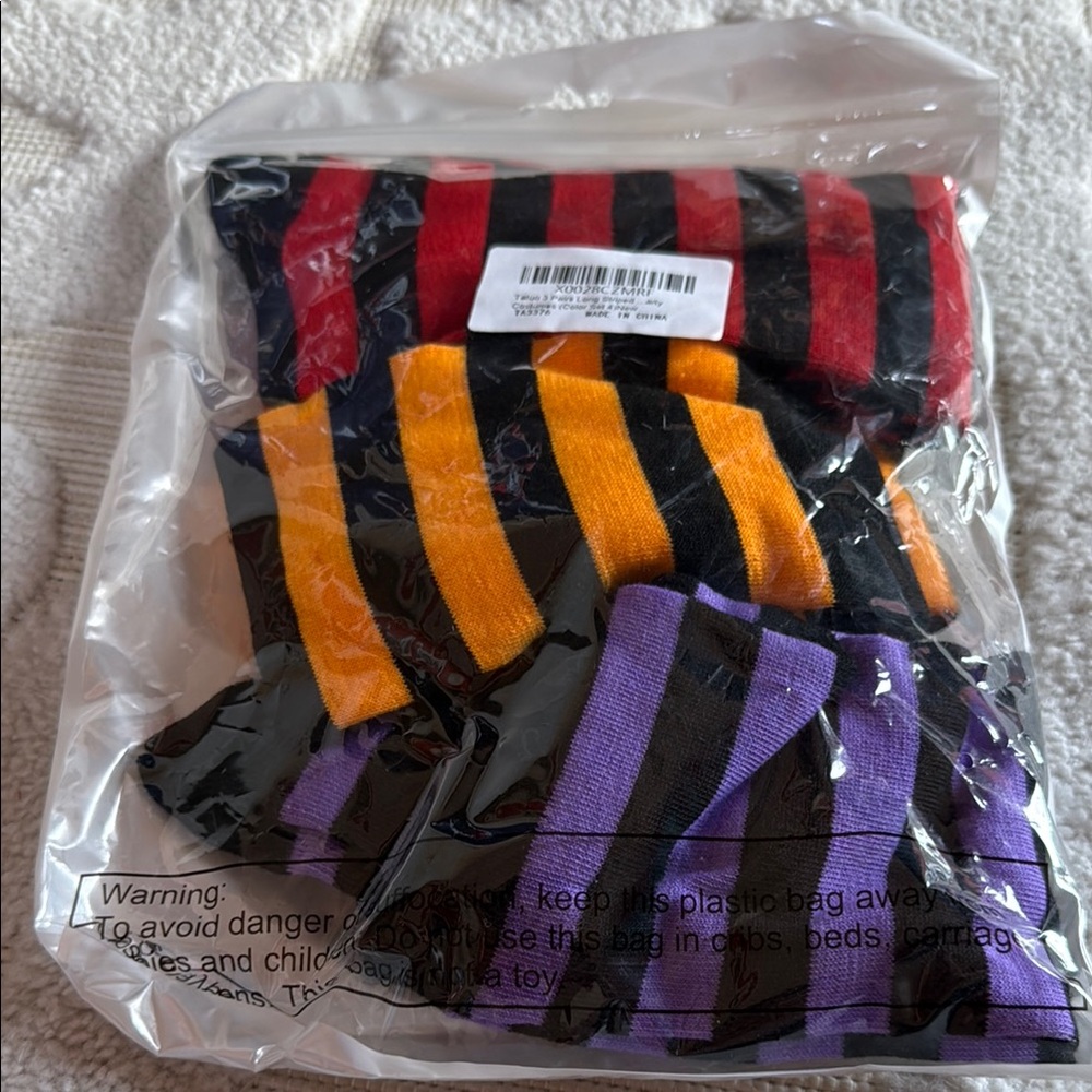 NWOT Striped Women Socks - Red, Orange, Purple